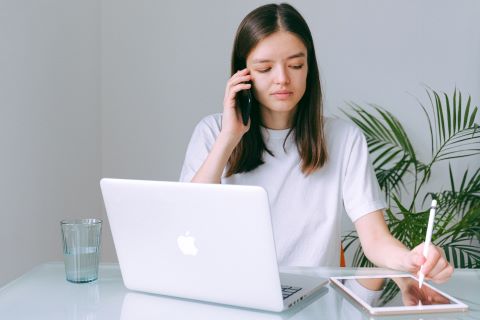 Girl at Office talking in phone